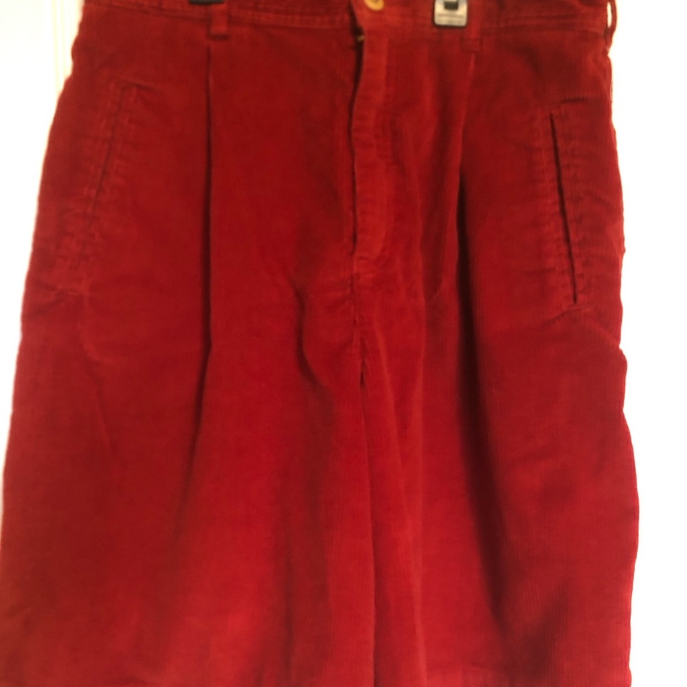 Woman Red Corduroy Shorts